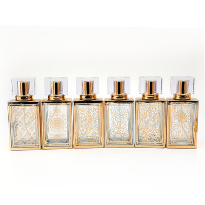 خرید بسته بندی فرعی بطری عطر مربع آبکاری شده 50 میلی لیتری بطری خالی بطری شیشه ای اسپری اسپری عطر عمده فروشی online manufacture