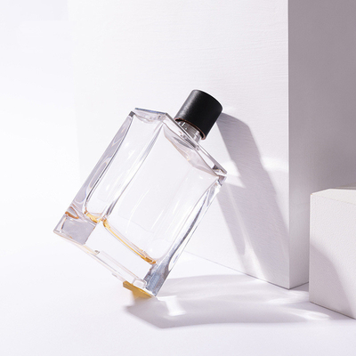 خرید بطری شیشه ای 100 میلی لیتری خلاقانه بطری عطر با درپوش پلاستیکی زمزک بطری خالی اسپری مربعی بطری لوازم آرایشی قابل حمل online manufacture