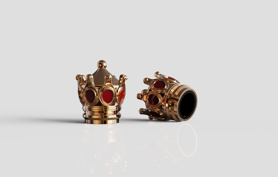 خرید طلایی درخشان کلاه عطر زاماک شکل تاج بسته بندی شده کلاه بطری عطر روی online manufacture