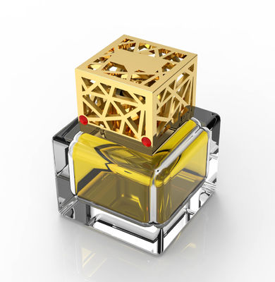 خرید Square hollowed-out perfume cap gemstone cap Golden تولید آنلاین