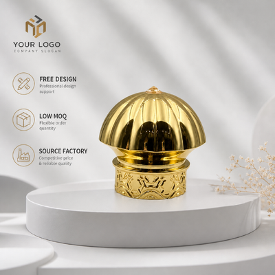 خرید کلاه عطر زاماک لوکس با شکل طلایی الکتروپلاکت شده شکل تاج زنک آلیاژ عطر بطری کاپ لوگو سفارشی عطر بسته بندی کلاه کارخانه عمده فروشی تولید آنلاین