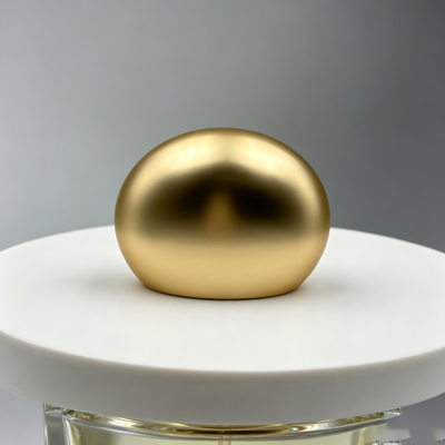 خرید درب عطر بیضی صاف گنبدی زاماک آبکاری شده طلایی مات، درب عطر آلیاژ روی گرد برای بطری های عطر شیشه ای لوکس تولید آنلاین