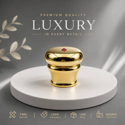 خرید کلاهک عطر چند حلقه‌ای گنبدی هندسی ممتاز با روکش کروم نقره‌ای از آلیاژ روی، درب فلزی سنگین و جامد زاماک برای بسته‌بندی عطرهای لوکس و خاص، مغناطیسی تولید آنلاین