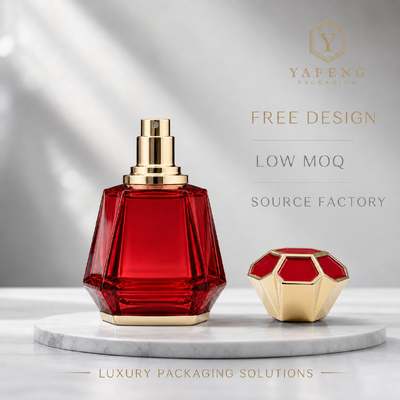 خرید درب بطری عطر از آلیاژ روی با برش الماس، آبکاری طلا، لعاب قرمز، درب بطری عطر زاماک، درب فلزی عطر با لوگوی سفارشی OEM تولید آنلاین