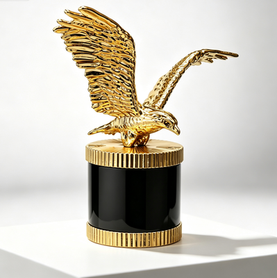 خرید 3D Golden Eagle Zamac کف بطری عطر لوکس آلیاژ روی زینک آویز عطر تولید آنلاین