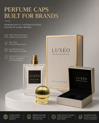 خرید کلاهک عطر کروی عمودی با دنده آلیاژ روی، روکش طلا، نوار توپ شکل، درب بطری لوازم آرایشی، آرم سفارشی OEM برای بطری عطر شیشه‌ای مغناطیسی تولید آنلاین