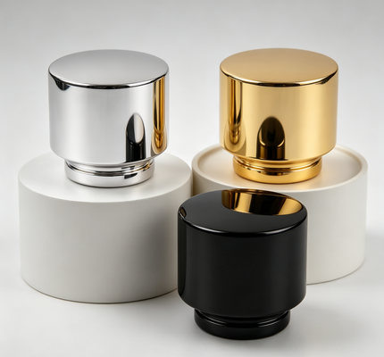 خرید FEA15 درپوش عطر آلیاژ روی سیلندر جامد با رویه تخت، درب بطری عطر فلزی آبکاری شده با لوگوی سفارشی OEM ODM تولید آنلاین
