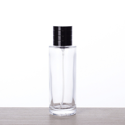 بطری عطر استوانه ای بلند شیشه ای 50 میلی لیتری اسپری ظریف بطری لوازم آرایشی قابل حمل با درپوش