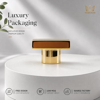 آینه طلای مستطیل افقی آلیاژ روی زینک کف عطر سفارشی دو طبقه فلزی کف عطر مدل JH5045 برای طراح لوکس بطری عطر شیشه ای خالی
