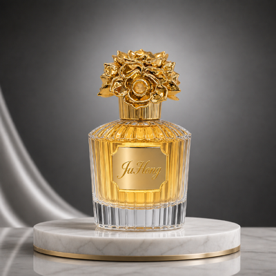 درب عطر زاماک گل رز سه بعدی | درب بطری عطر آلیاژ روی با روکش طلا