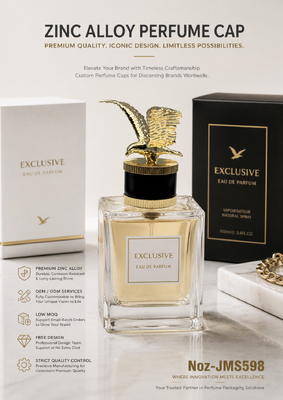 زنک آلیاژ پرنده عقاب عطر کلاهک، 3D گسترش بال هاک تزئینات، سیاه سیلندر Knurled پایه طلایی پوشانده لوگو سفارشی لوکس بطری کاپ مغناطیسی