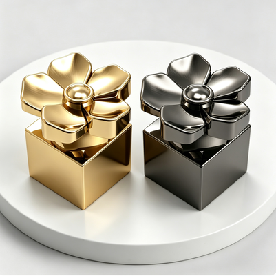 شکل گل زنک آلیاژ عطر کلاه، مربع پایه Zamak فلزی کاپ برای بطری عطر FEA15