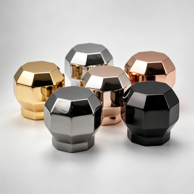 کارخانه عمده فروشی شکل گلوله ای الماس متعدد شکل زاماک عطر کلاه 3D هندسی برش فلزی عطر بطری پوشه طلا نقره گل رز طلا سیاه اسلحه لوگو سفارشی