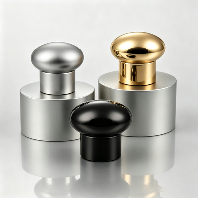 عمده فروشی کارخانه کلاهک عطر قارچ شکل زاماک با توپ بیضی شکل روی درب فلزی بطری عطر با لوگوی سفارشی OEM