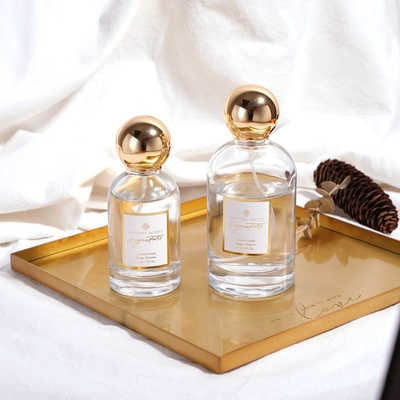 بطری عطر لوکس طلایی Zamac Glass OEM Empty Glass 50ML 100ML